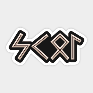 Skol in Futhark Runes - Chiseled and Underlit in Bone and Burnt Wood Sticker